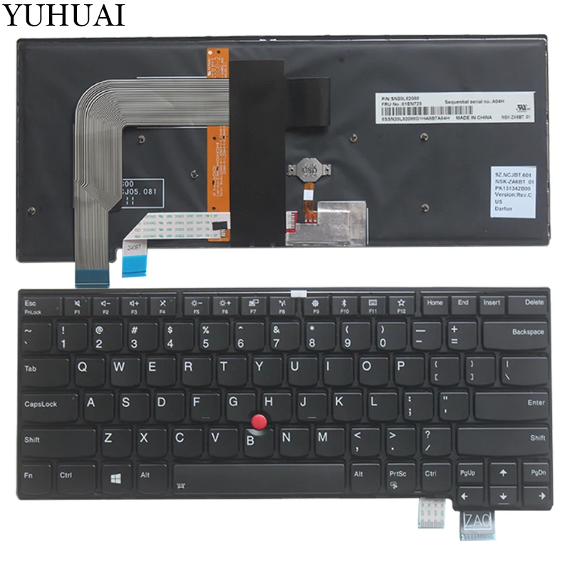 Новая клавиатура для ноутбука США Lenovo Thinkpad T460S T470S с подсветкой на английском