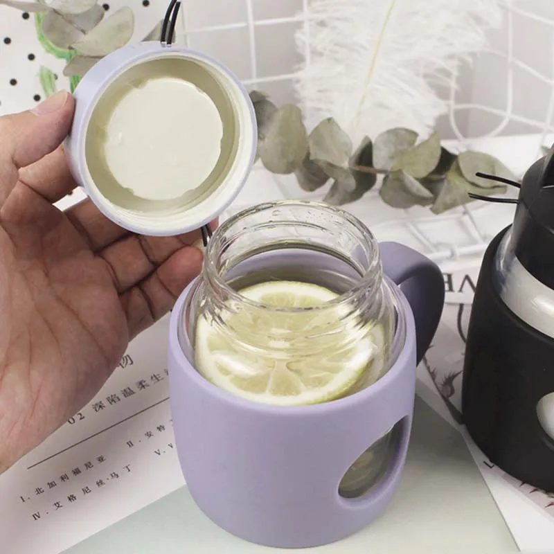 280 мл милый кот Стекло Кофе кружка с крышкой чайная посуда универсальным шнуром