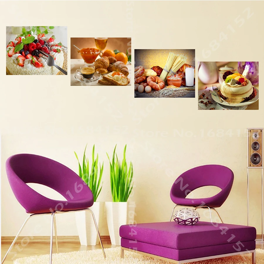 Алмазная вышивка натюрморт сладкий торт фрукты 5d diy алмазная живопись 4 шт.