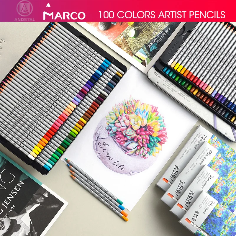 

Marco 24/36/48/72 Colors Raffine Fine Artist Oil Color Pencil Pack Set Andstal For Drawing Colour Colored Pencils 72 School