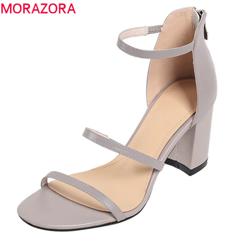 MORAZORA/2019 г. хит продаж женские босоножки Летняя обувь из натуральной кожи простая