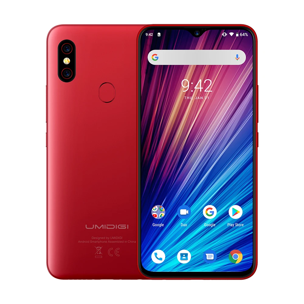 UMIDIGI F1 Play Android 9,0, 48MP+ 8MP+ 16MP камеры, мобильный телефон, 6 ГБ ОЗУ, 64 Гб ПЗУ, 6,3 дюймов, FHD+ Helio P60, глобальный смартфон, двойной, 4G