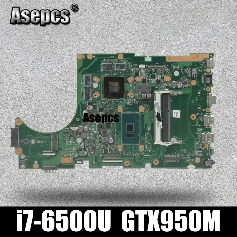 Asepcs X756UX MAIN_BD. laptop Mainboard For Asus X756U X756UXM K756U X756UB motherboard DDR4 I7 6500U/AS GTX950M 2GB test ok|Материнские