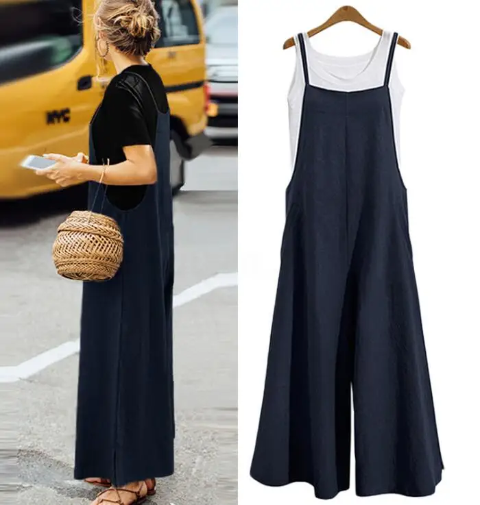 

Hot Fashion Ladies Women Casual 2020 New Summer Jumpsuit Sleeveless Clubwear Wide Leg Pant Boot Cut Summer Outfits Polyester