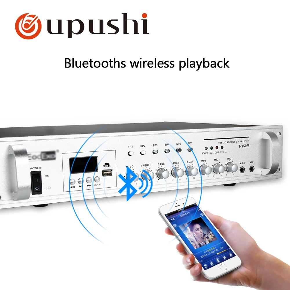 Oupushi pa система bluetooth усилитель 2 канальный домашний стерео 6 зоны мощности с usb