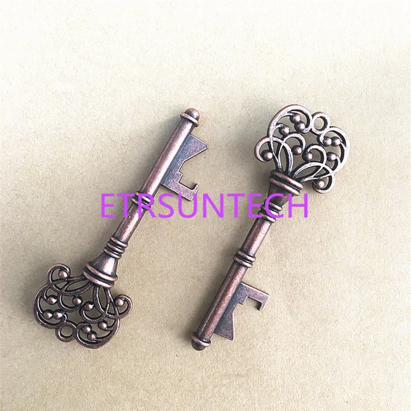 

500pcs/lot Classic Creative Wedding Favors Party Back Gifts for Guest antique Copper Skeleton Key Bottle Opener