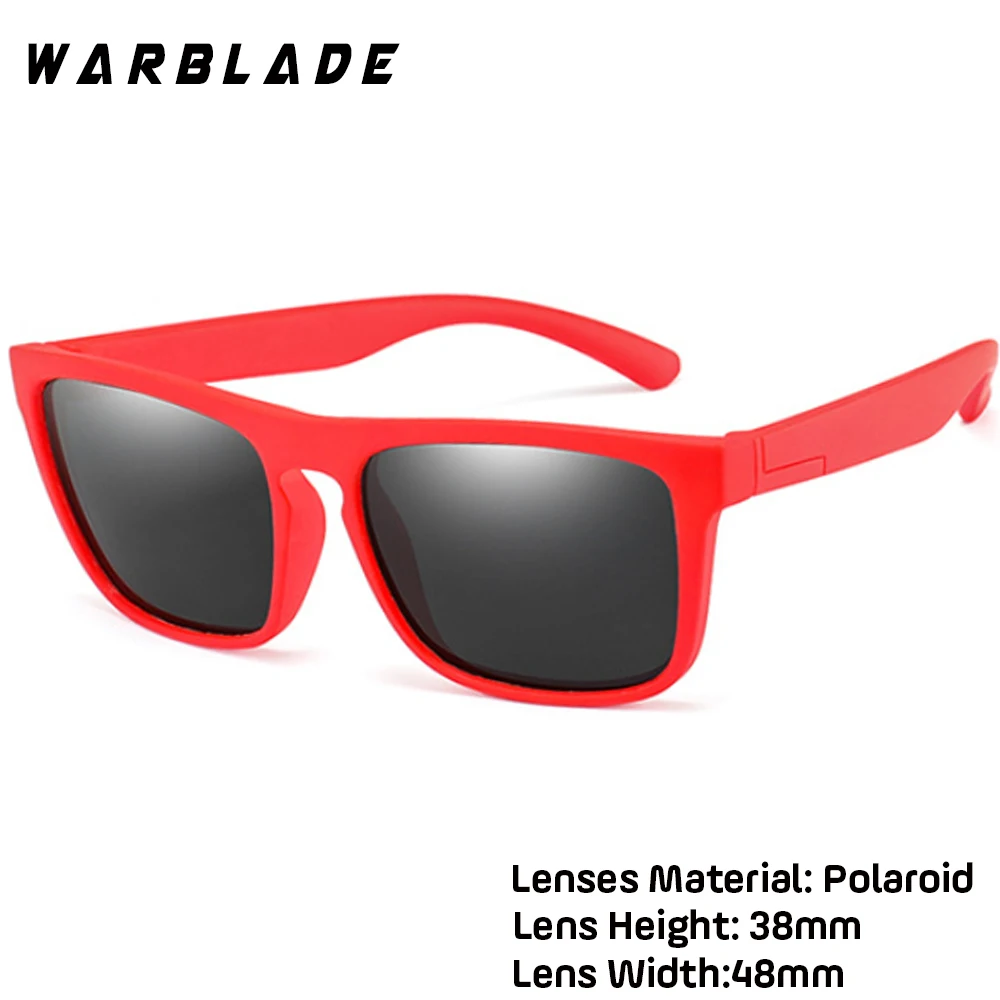 red gray WarBlade, Детские квадратные поляризованные солнцезащитные очки, Детские Силиконовые безопасные солнцезащитные очки TR90, солнцезащитные очки для девочек и мальчиков, UV400, зеркальное покрытие, Gafas de sol - Цвет линз: red gray