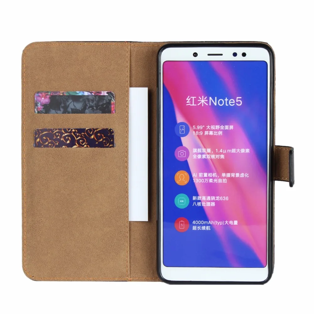 Чехол из натуральной кожи для Xiaomi redmi Note 5 Стильный флип-чехол с подставкой