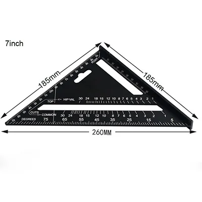 7inch metric 7 ''12'' треугольные угломер из алюминиевого сплава угловая линейка для обрамления строительных художников деревообрабатывающие измерительные инструменты - Цвет: 7inch metric