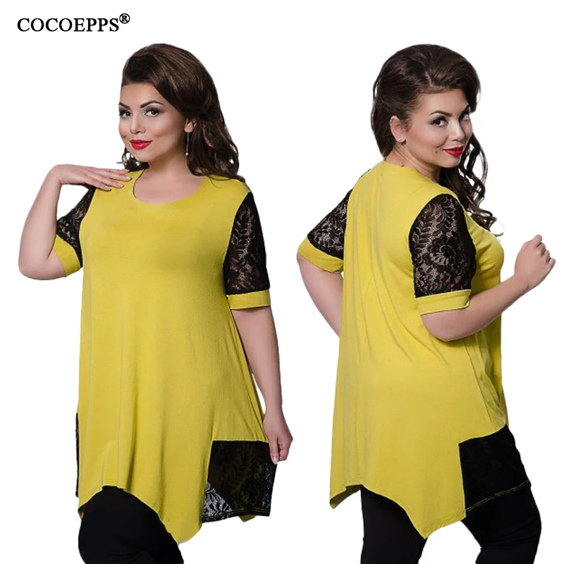 Летние кружевные женские футболки больших размеров повседневные топы s хит 2019