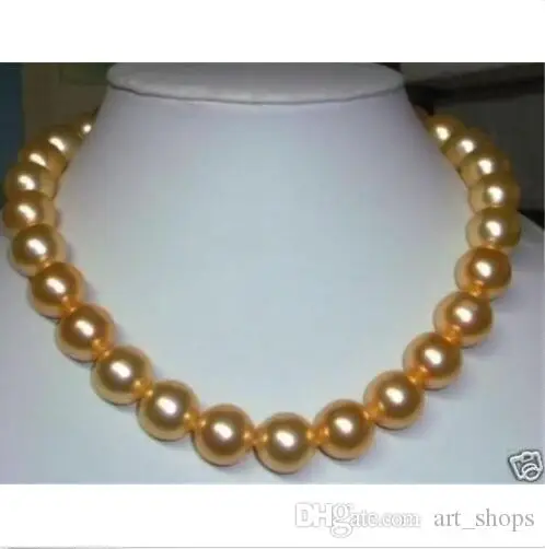 FFREE доставка ** 10 мм Золотой Akoya Жемчужное ожерелье AAA 18 &quotK04|pearl necklace|shell pearlaaa pearl