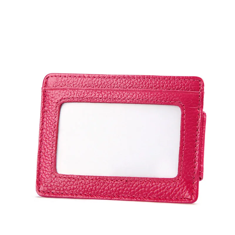 rose red Натуральная кожа магнитный Засов RFID кредитный держатель для карт чехол Тонкий минималистичный кошелек зажим для денег кошелек для мужчин и женщин - Цвет: rose red