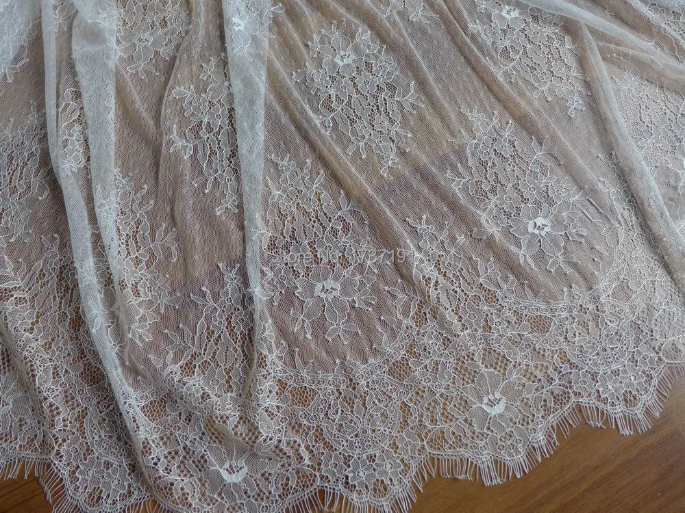 Белая французская кружевная ткань Шантильи элегантная Цветочная свадебная