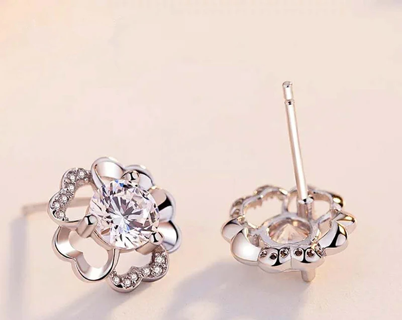 Begua Ringen классические корейские 925 пробы серебряные серьги белые сливы блестящие свадебные маленькие серьги-гвоздики для женщин подарок на позвоночник