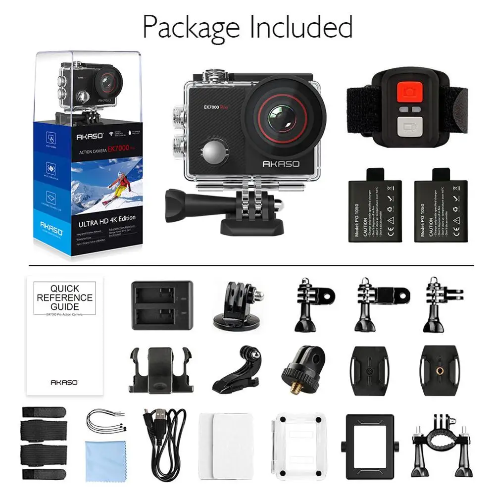 Экшн камера AKASO EK7000 Pro 4K с сенсорным экраном и регулируемым углом обзора до 40