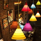 Современные подвесные светильники Модные Простые Красочные Силиконовые лампы DIY дизайн сменный абажур Двенадцать цветов держатель E27