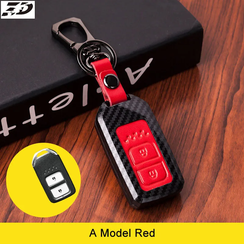 Чехол для ключа из углеродного волокна и кожи Honda HRV HR V Vezel For Jazz Crosstour XRV Jed Pilot Accord