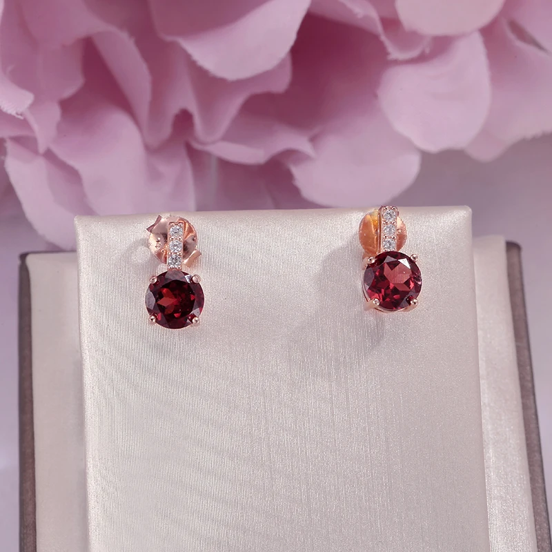 Ювелирные украшения серьги гвоздики для женщин 100% Серебро натуральный гранат