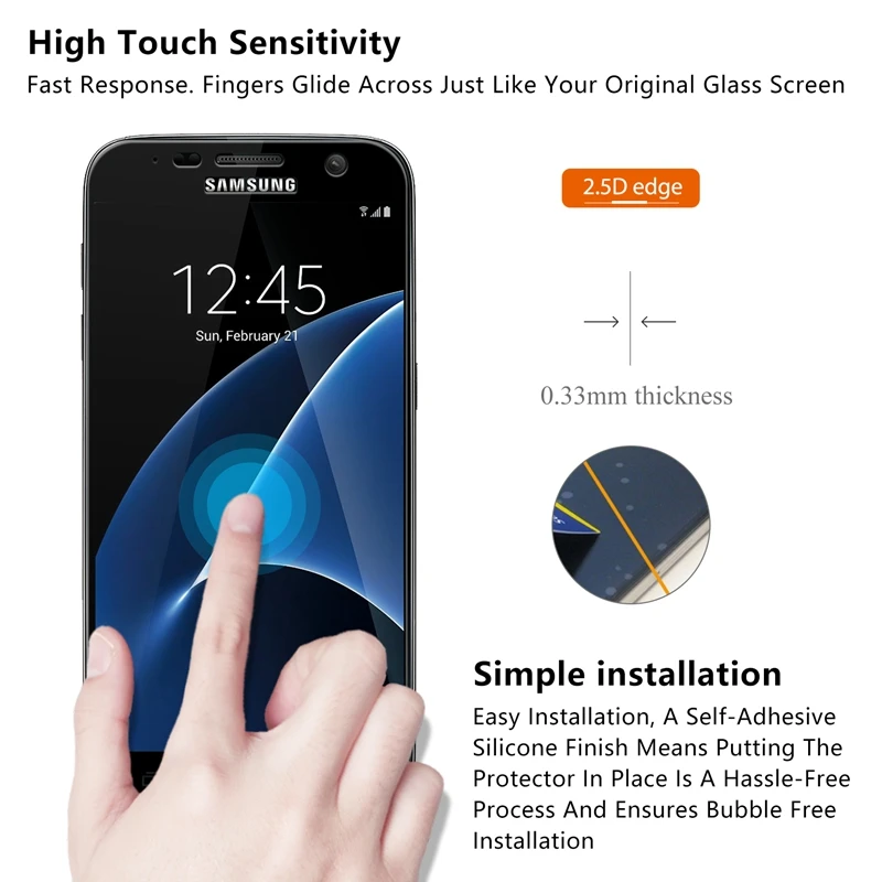 10 шт./партия полное покрытие закаленное стекло для samsung Galaxy S7 Защита экрана для samsung Galaxy S7 G930F защитная пленка