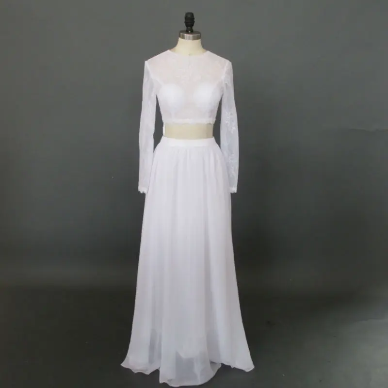 Реальные Платья Vestido Де Festa O Шеи Длинные Рукава Растениеводство Топ Line 2 Две Пьесы
