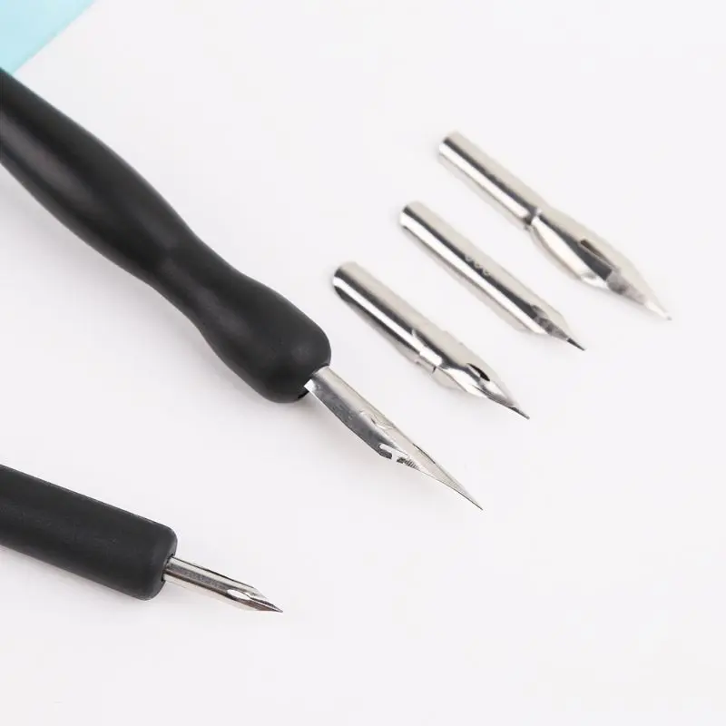 Manga Dip Pen Holder Set Comic Drawing Painting Tools Kit Calligraphy + 5 Nibs Black Transparent stationery school supplies | Канцтовары