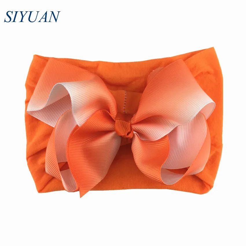 30 30pcs/lot Summer Style Soft Nylon Elastic Headband with 4.6 inch Grosgrain Ribbon Hair Bow Girl Hairband 35C Available HB089 - Цвет: 30