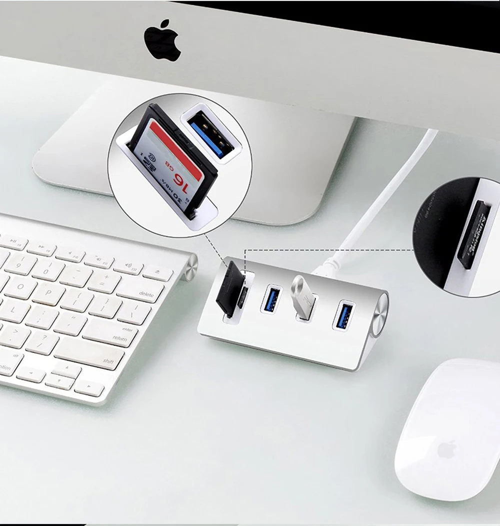 Rocketek Мульти usb 3,0 концентратор 3 порта адаптер сплиттер интерфейс питания SD/TF кард-ридер для MacBook Air компьютер Ноутбук аксессуары