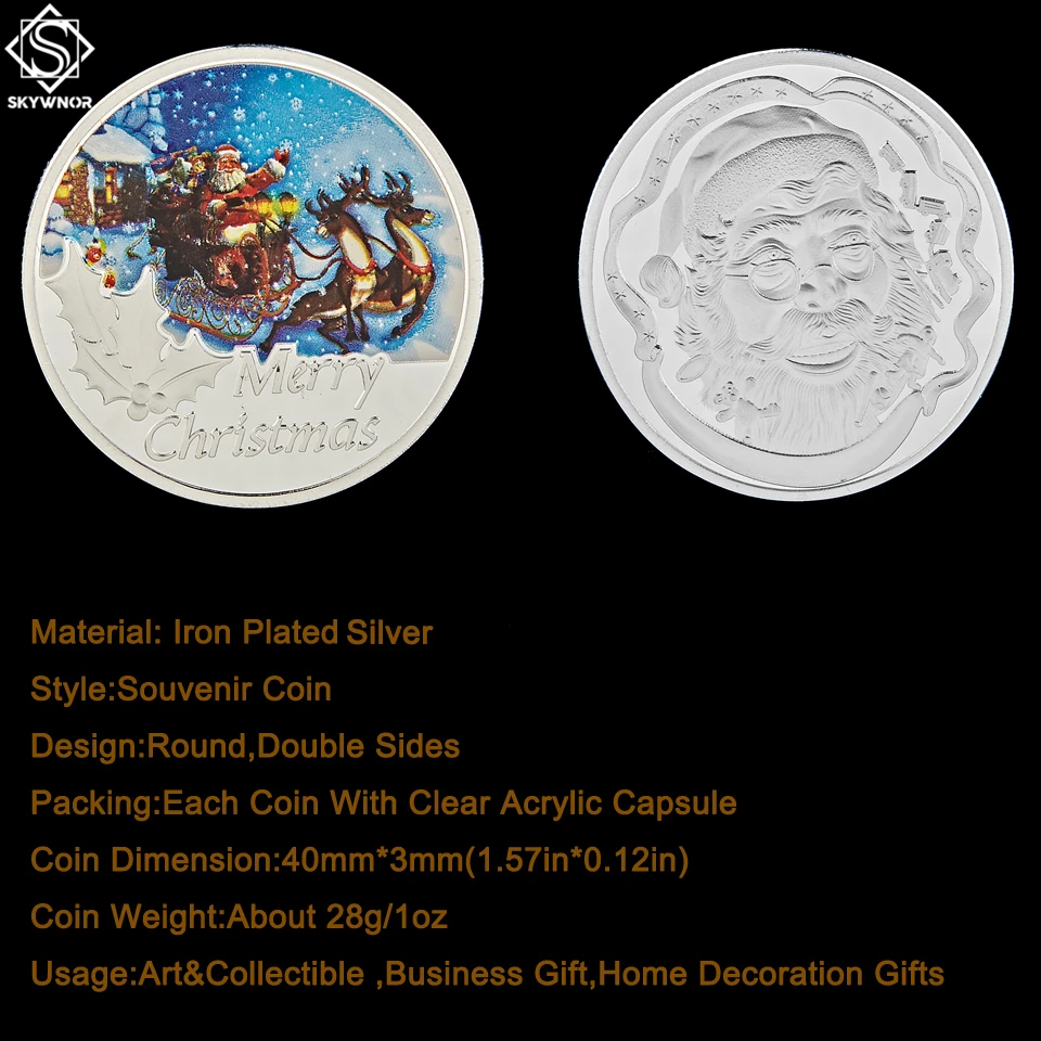 Санта Клаус 1 унция 999 серебро с Рождеством Дед Мороз монета изображением
