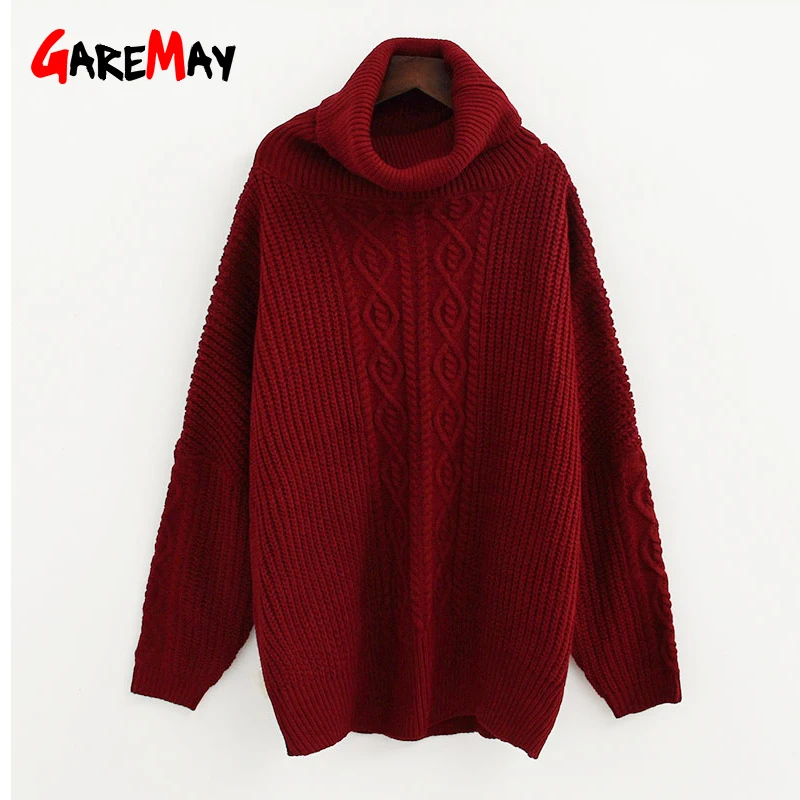 Turtleneck Women Sweater Oversized Jumpers Ladies Women's Winter Pullover Knitted Oversize Sweaters | Женская одежда