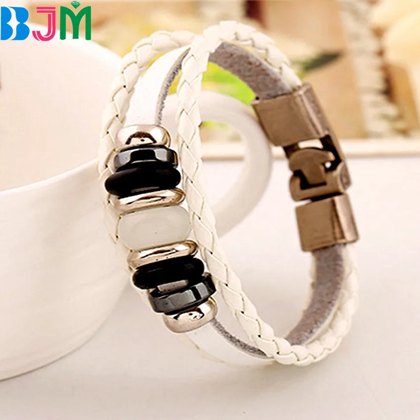 Bracciali Донна кожаный браслет Нержавеющая сталь наручники и мягкий цветок