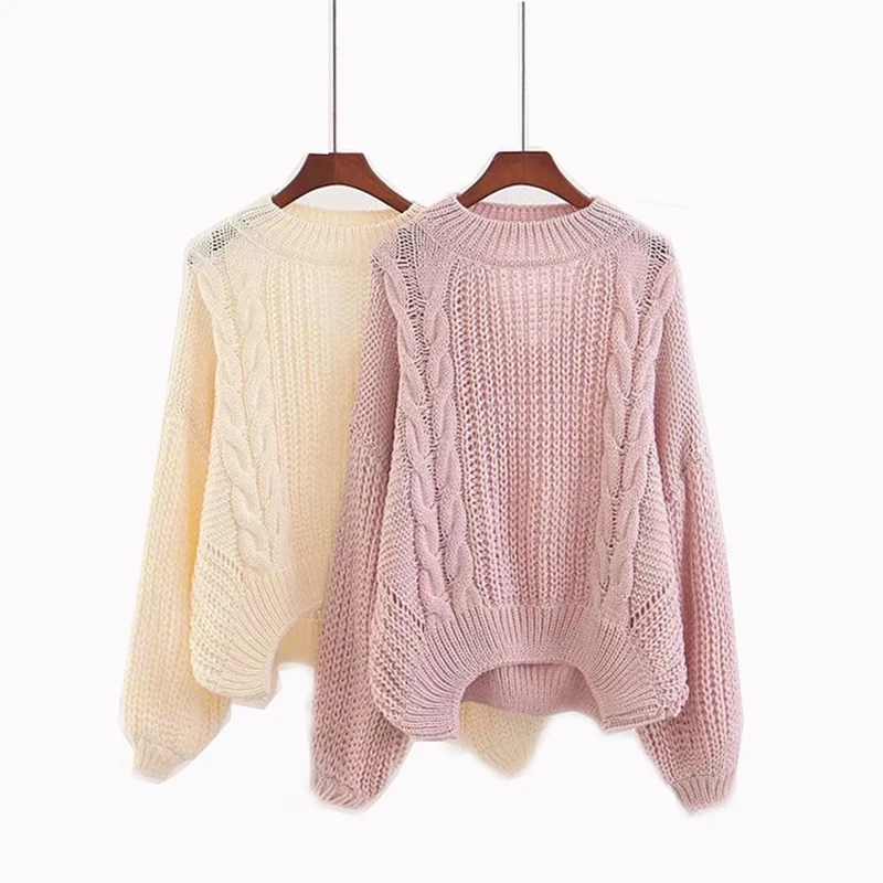

Europe and the United States new Twist back Hollow Hooded Loose Romantic color sweater for Women
