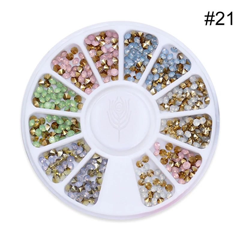 pattern-21 BORN красивые смешанные украшения в колесиках камень гвозди гвоздики со стразами нерегулярные бусины для гель-лака 3D украшения ногтей аксессуары - Цвет: pattern-21