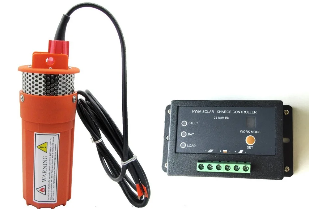 24V DC Солнечный погружной водяной насос + 15A контроллер фермы & ранчо 230FT Лифт