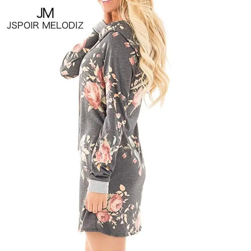 Цветочный Толстовки с принтом Для женщин осень 2017 г. Новинка зимы модные
