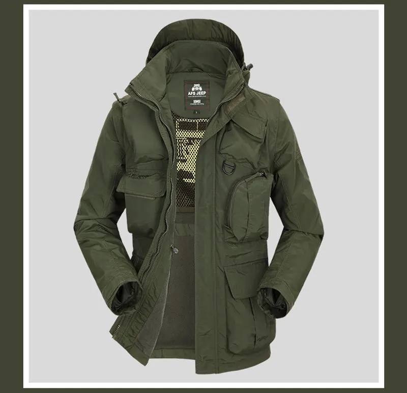 Men Quick Dry Jacket New Arrival Spring Autumn Brand Clothes Khaki Pockets Design Casual Coats Hooded Men CLOTHING Hot Sale