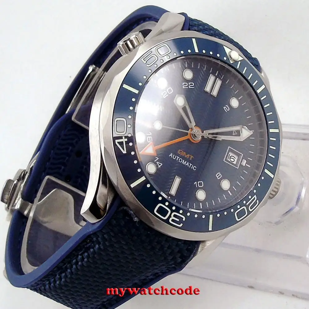 Мужские часы с синим циферблатом B239 41 мм керамическим GMT сапфировым стеклом и