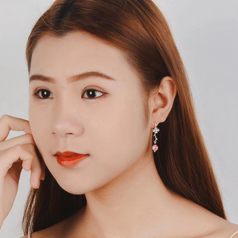 KOFSAC 925 серебряные серьги для женщин милые/романтичные Цветочные Кристальные