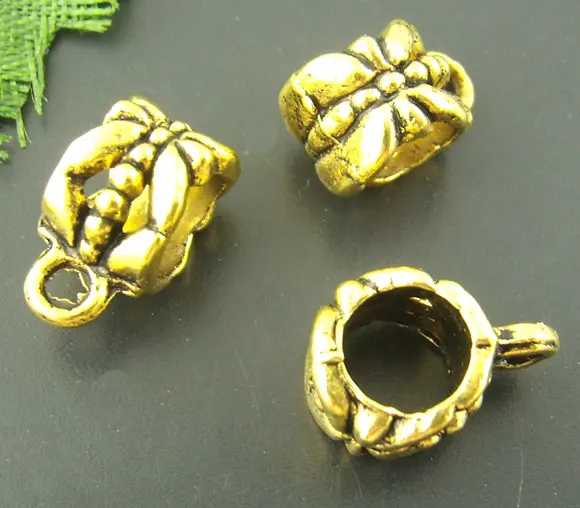 

8SEASONS 50PCs Antique Gold Color Charms Bail Beads 6x12mm Big Hole(B01325)