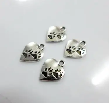 

Zinc alloy pendant jewelry accessories diy handmade material charms Footprints peach heart pendant Footprints design alloy