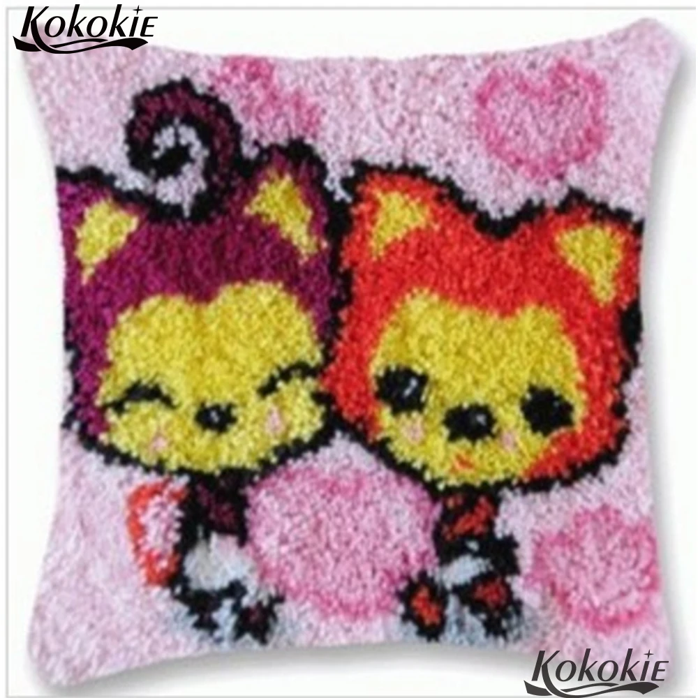 

Набор для вышивки крестиком «сделай сам», парная подушка из лисьей пряжи, ручная работа, вязаный крючок, пряжа с защелкой, подушка