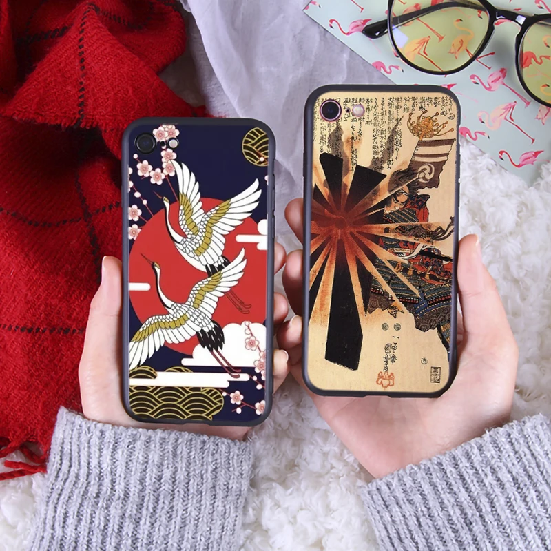 Японский художественный чехол для iPhone 6 6s 7 8 Plus X XR XS Max Мягкий Роскошный ТПУ