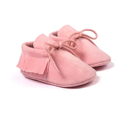 pink Горячая Распродажа кожаная бахрома PU мягкой подошвой newnborn для маленьких мальчиков и девочек mocassion обувь для новорожденных с нескользящей подошвой на шнуровке детские туфли для новорожденных - Цвет: pink