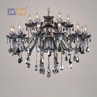 led e14 european iron crystal glass smoky gray chandelier lighting lamparas de techo suspension luminaire lampen for foyer