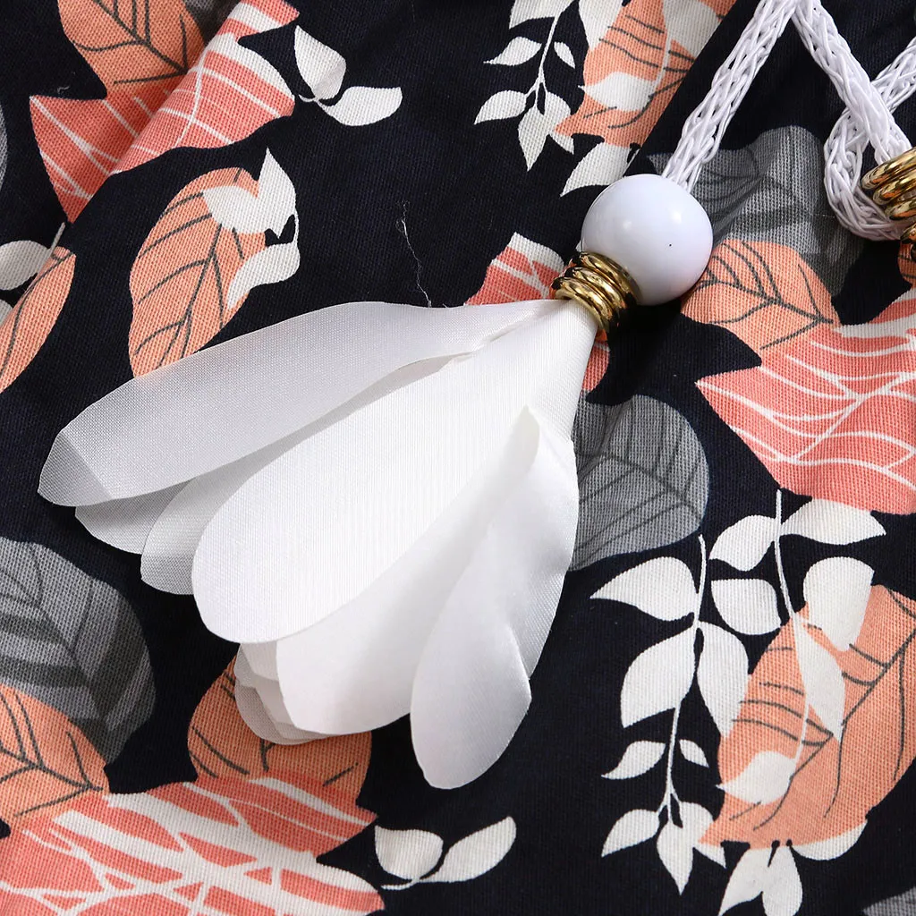 Комплект одежды для девочек лето 2019 детские топы с цветочным принтом и оборками