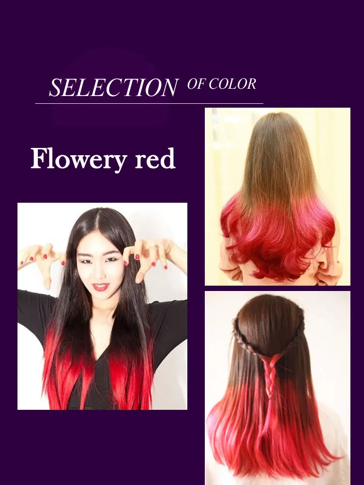 Flowery red 100 мл чистый цвет волос крем Полупостоянный окрашенные волосы краска красочные - Цвет: Flowery red