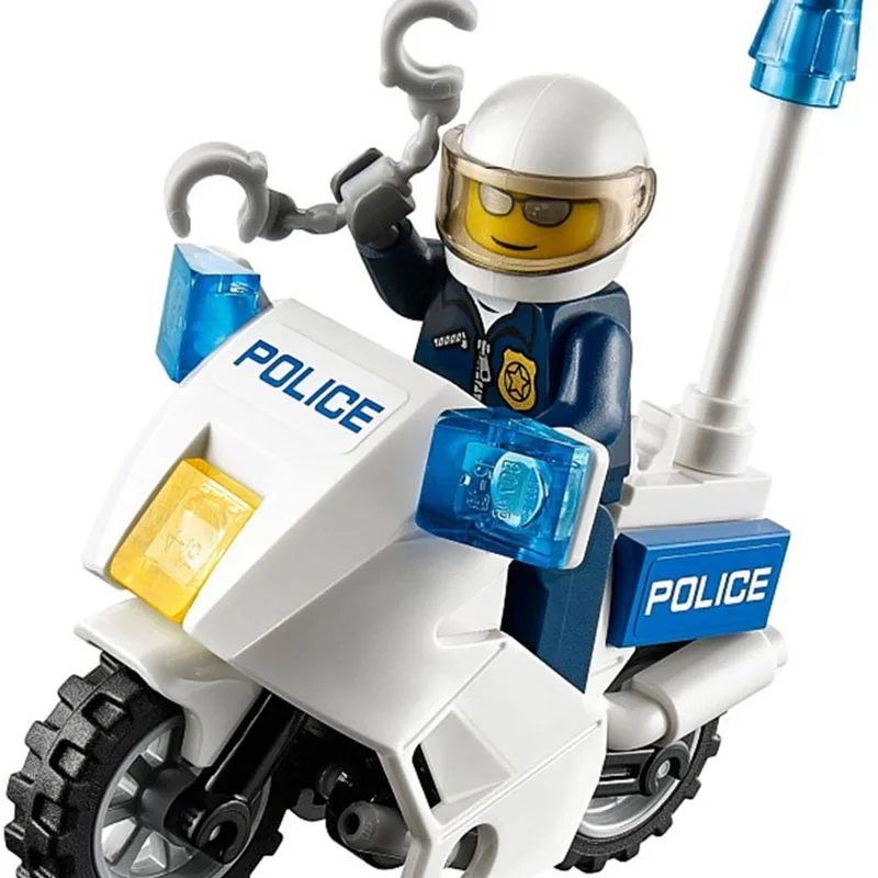 Совместимость Legoe giftse 10416 мотоцикл преследование заключенных городской полиции