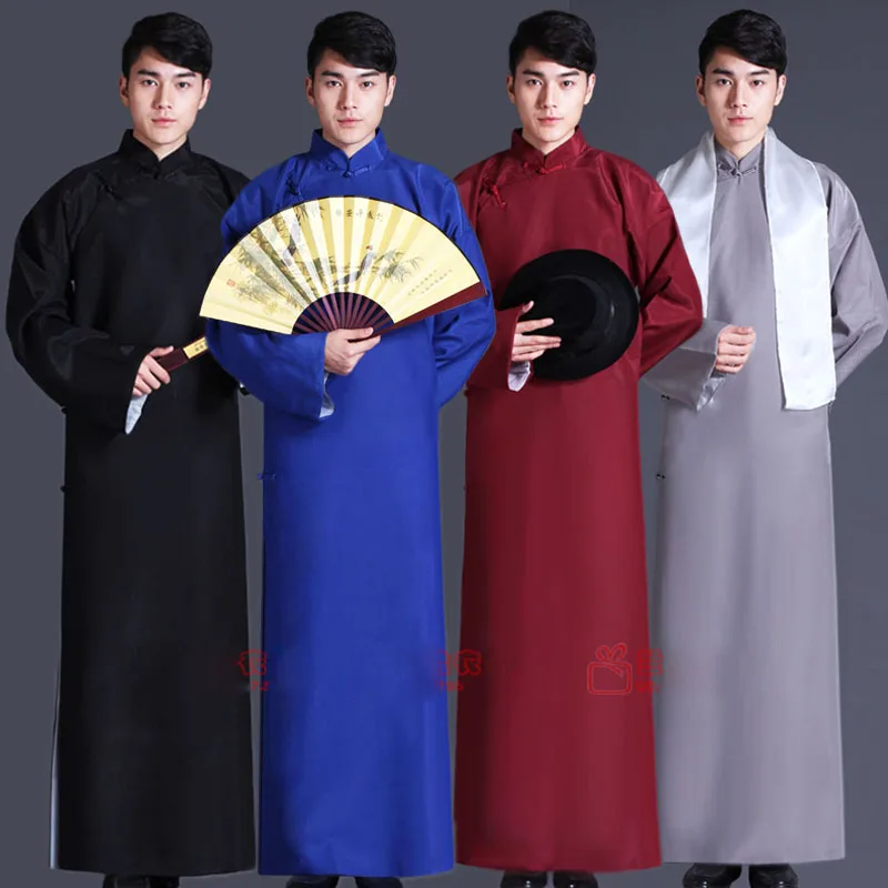 

Children and Adult Multicolor Chinese Style Traditional Cross Talk Clothing Costumes Male Long Gown Old Shanghai Men's Clothes