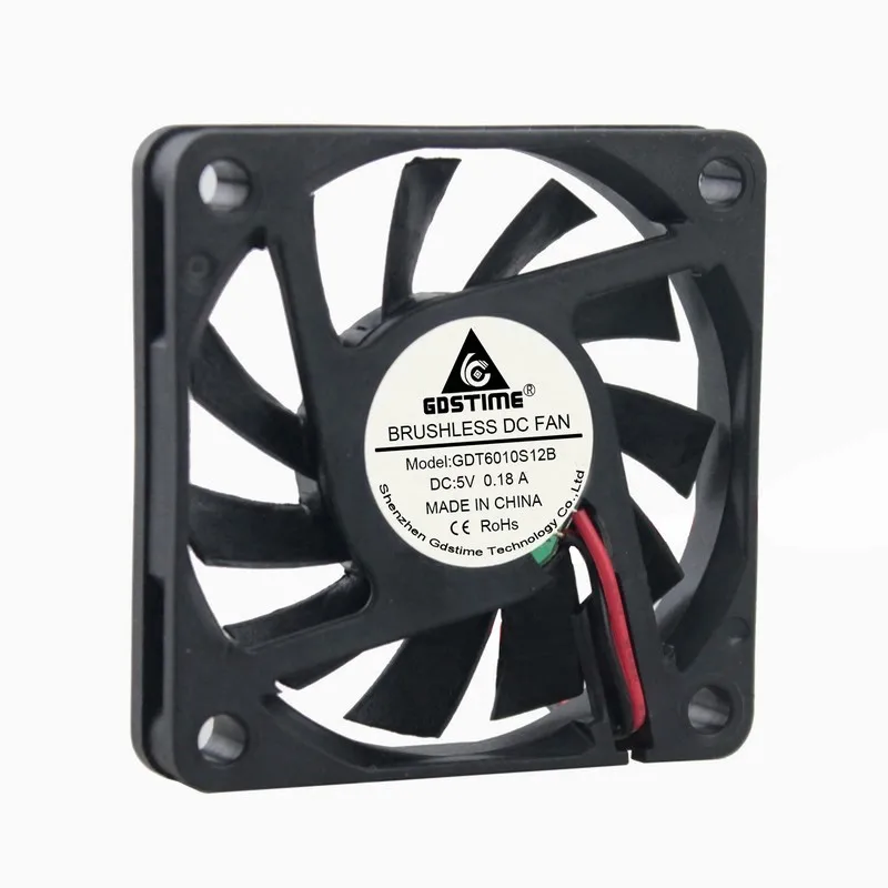 1 шт Gdstime DC 12V 6010s 2 провода 6 см 60 мм x 10 Бесщеточный Охлаждающий вентилятор мм|cooler