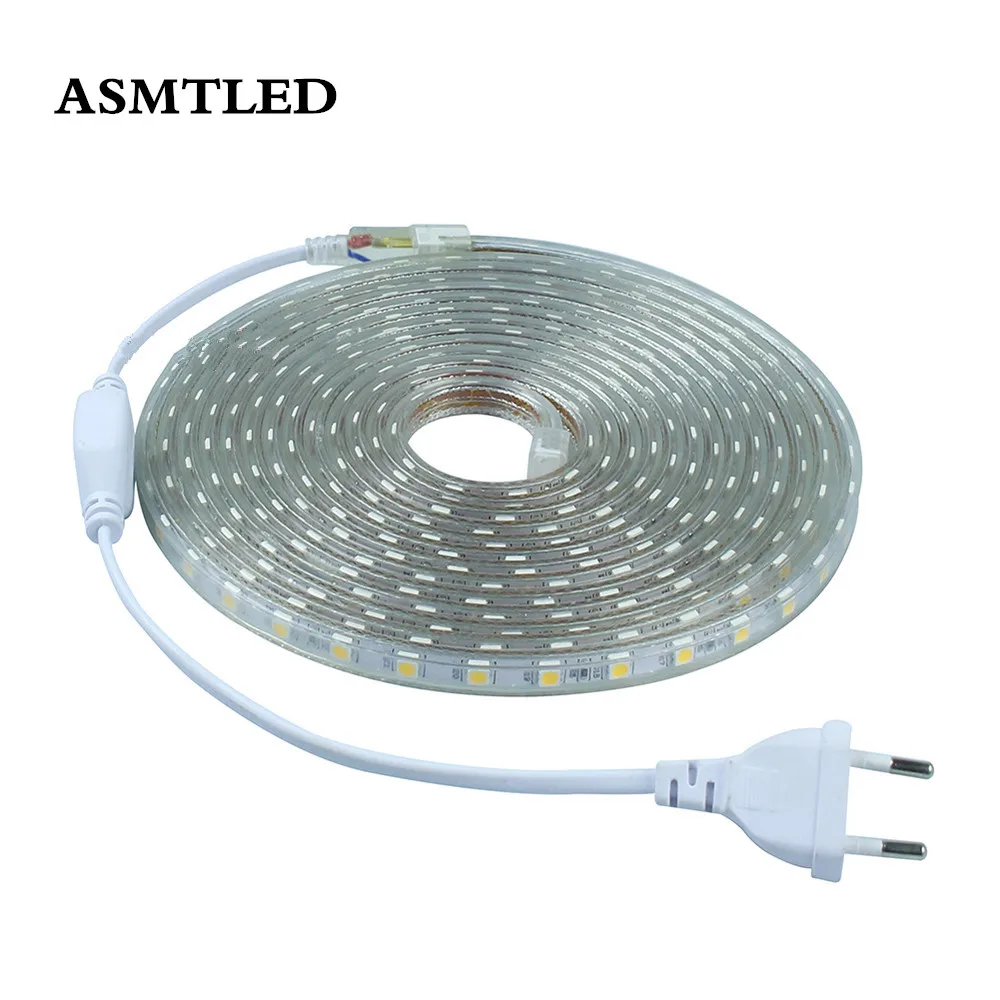 Светодиодная лента AC220V 5050 SMD IP67 водонепроницаемая садовая уличная Праздничная