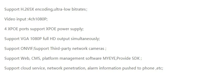 48V XPoE цифровой видеорегистратор RJ45 4CH* XPOE+ 4CH* 1080P 2.0MP DVR 200m дальность передачи мощности сети 2 SATA Max 8T Onvif
